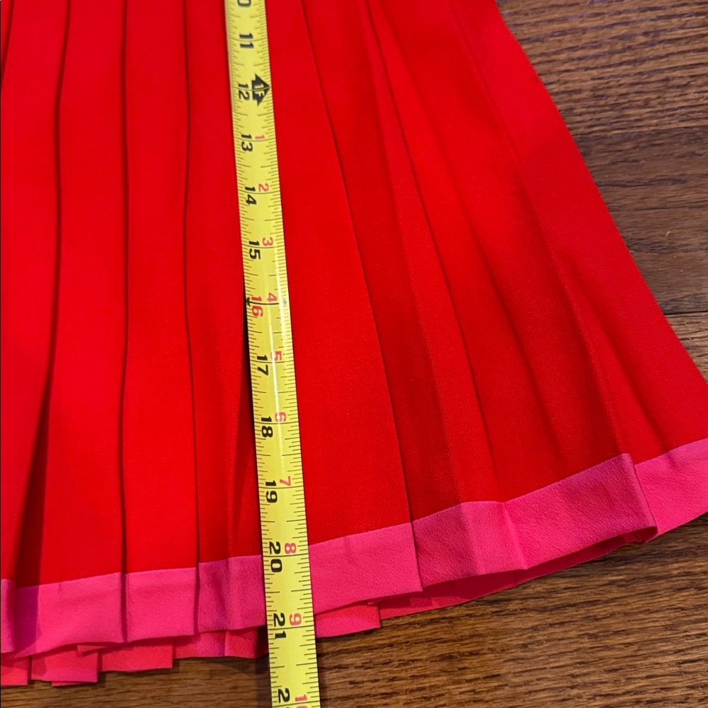 Genny Red Pleated Wool Skirt - Picture 12 of 14